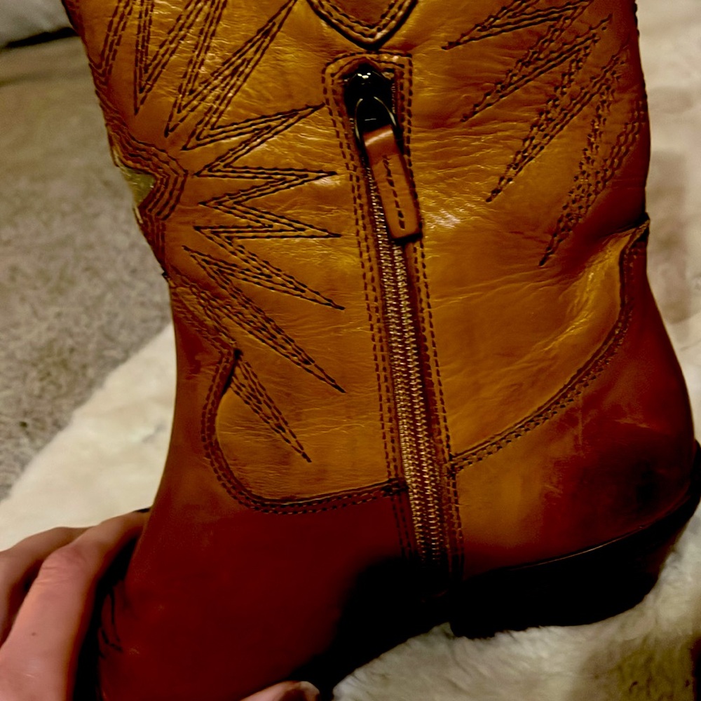 JD Julie Dee | Western Ankle  Boots | Brown leather gold metallic  | women 39 - Picture 14 of 15